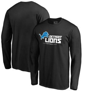 Men’s Detroit Lions Black Team Lockup Long Sleeve T-Shirt